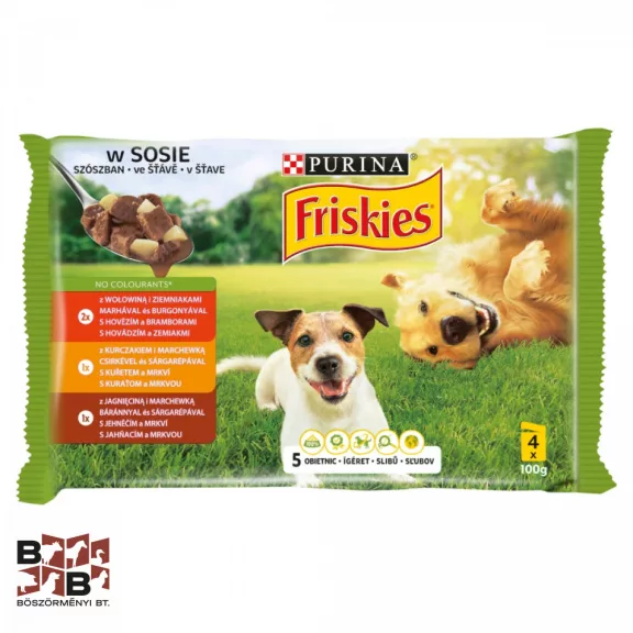 Friskies teljes értékű állateledel felnőtt kutyák számára szószban 4 x 100 g (400 g) Friskies teljes értékű állateledel felnőtt kutyák számára szószban 4 x 100 g (400 g)