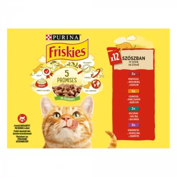   Friskies szószban marhával/csirkével/kacsával/báránnyal macskaeledel 12 x 85 g
