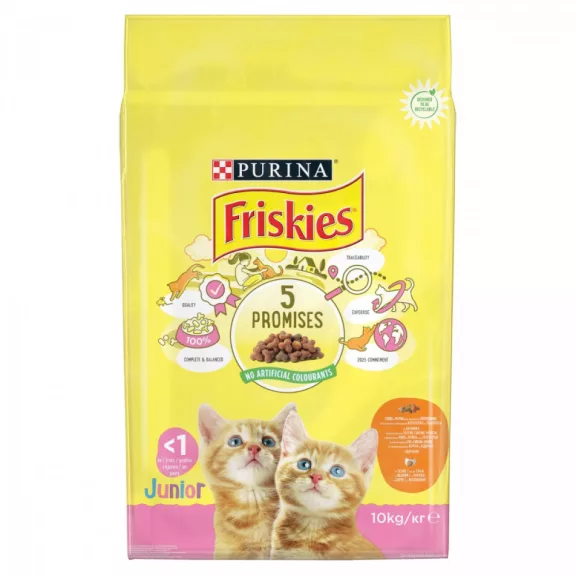 Friskies Junior száraz macskaeledel csirkével, pulykával és hozzáadott zöldségekkel 10 kg Friskies Junior száraz macskaeledel csirkével, pulykával és hozzáadott zöldségekkel 10 kg
