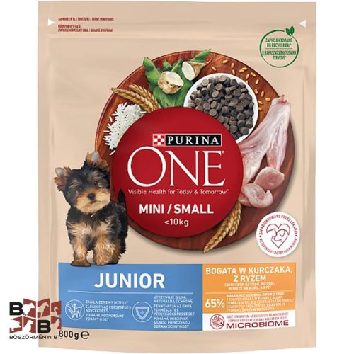 Purina One Junior teljes értékű állateledel kölyökkutyák számára csirkében gazdag, rizzsel 800 g