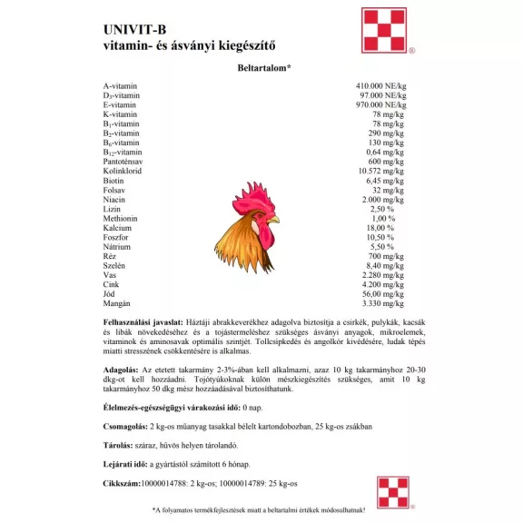 UNIVIT-B vitamin- és ásványi kiegészítő 2kg