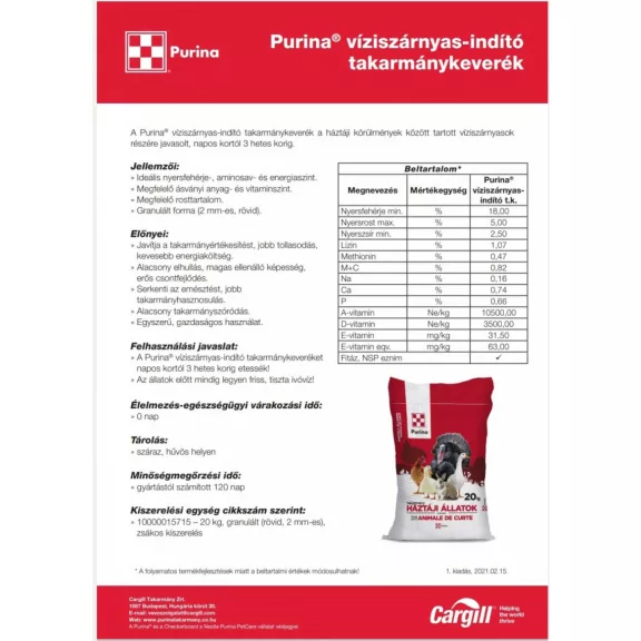 Purina víziszárnyas indító takarmánykeverék 20kg