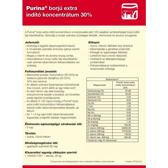 Purina borjú extra indító koncentrátum 30% 30kg