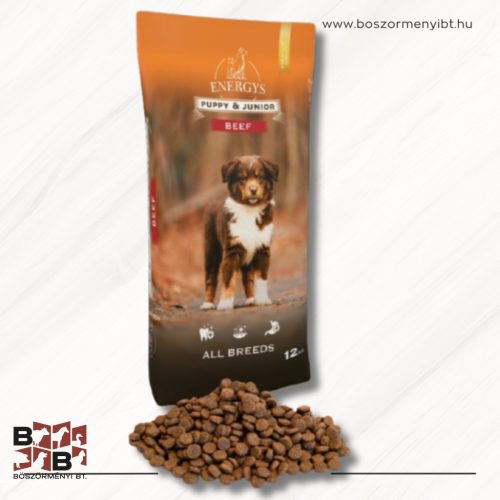 Energys Puppy & Junior All Breeds Beef 12 kg-os marhában gazdag prémium minőségű kutyatáp
 