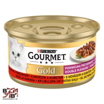   GOURMET Gold Duó Élmény csirkével és marhával nedves macskaeledel