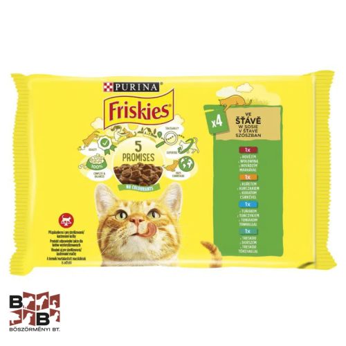 Friskies Macskaeledel 4x85g Marha + Csirke + Tonhak + Tőkehal alutasakos