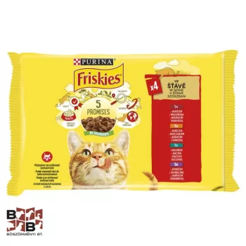   Friskies Macskaeledel 4x85g Marha + Csirke + Kacsa + Bárány alutasakos