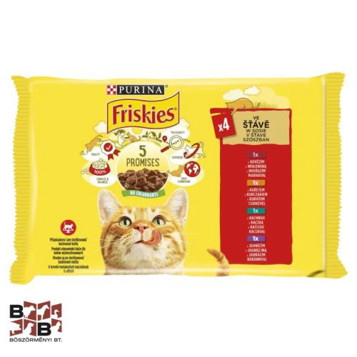 Friskies Macskaeledel 4x85g Marha + Csirke + Kacsa + Bárány alutasakos