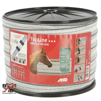 TopLine villanypásztor szalag 200mx40mm fekete/fehér
