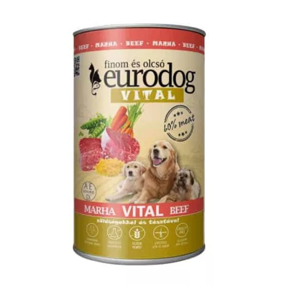 EURO DOG VITAL kutyakonzerv marhahússal 1240g EURO DOG VITAL kutyakonzerv marhahússal 1240g