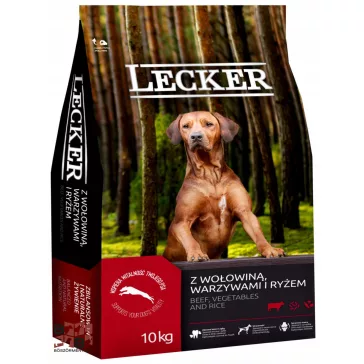 Lecker száraz kutyaeledel marha,rízs,zöldség 10 kg