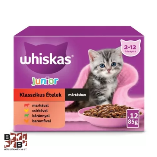 Whiskas Junior alutasakos macska eledel 4 féle ízben 12 x 85g