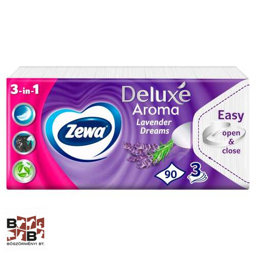 Zewa Deluxe Lavender Dreams illatosított papír zsebkendő, 3 rétegű, 90 db