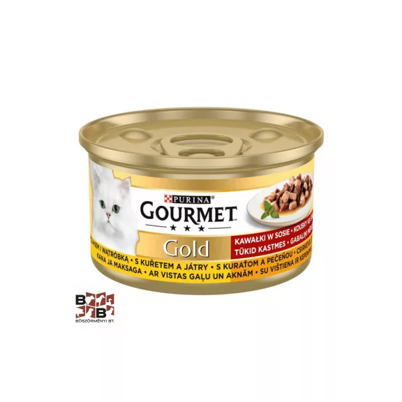 GOURMET Gold Falatok szószban csirkével és májjal nedves macskaeledel GOURMET Gold Falatok szószban csirkével és májjal nedves macskaeledel
