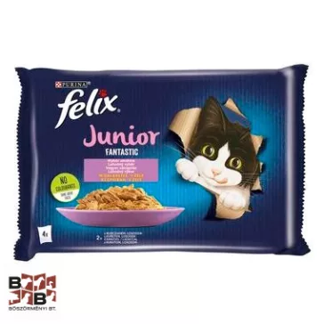   FELIX Fantastic Junior csirkével/lazaccal aszpikban nedves eledel felnőtt macskáknak 4x85g
