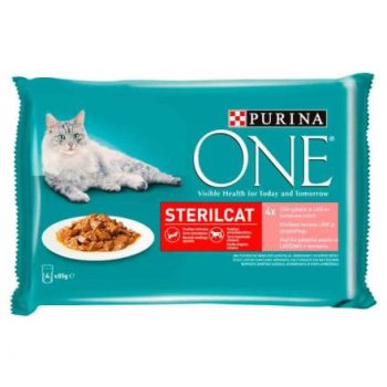   Purina One Serilcat nedves macskaeledel szószban lazaccal és sárgarépával 4 x 85 g (340 g)