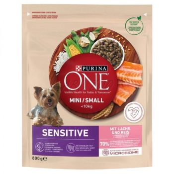   Purina One Mini/Small Sensitive száraz kutyaeledel lazaccal és rizzsel 800 g