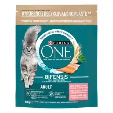   Purina One Bifensis lazaccal és búzában gazdag teljes értékű eledel felnőtt macskáknak 800 g