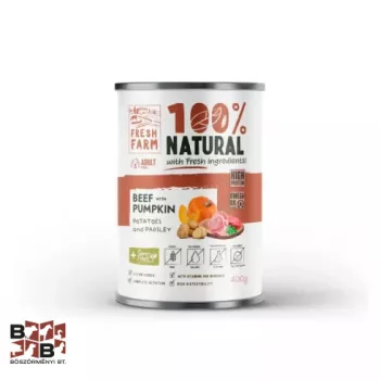   Fresh Farm durva pástétom marhával, sütőtökkel, burgonyával és petrezselyemmel.400 g