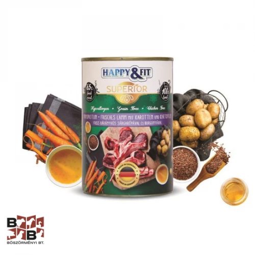 Happy&FitSuperior Dog konzerv Friss bárányhús,sárgarépával,burgonyával 800g