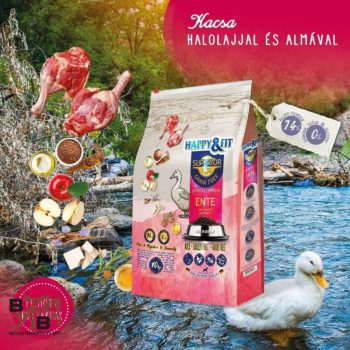   Happy&Fit Superior Hipoallergén Kacsa, halolajjal és almával 10kg