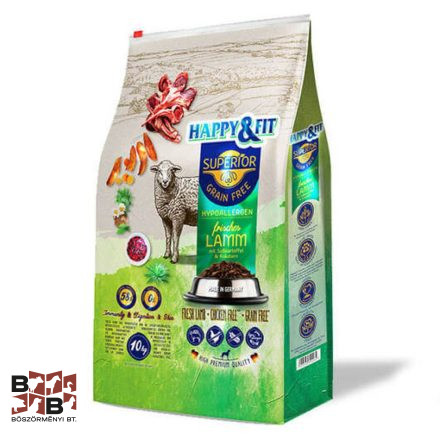 Happy&Fit Superior Hipoallergén Gabonamentes, Bárány, édesburgonyával és gyógynövényekkel 10kg