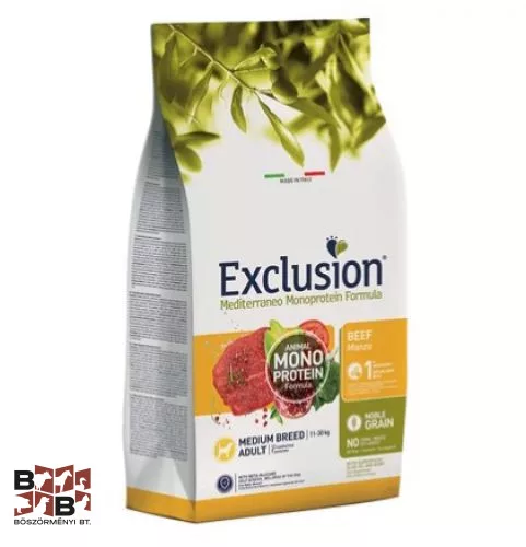 Exclusion Mediterraneo Monoprotein Adult Beef Medium száraz kutyatáp 12 kg