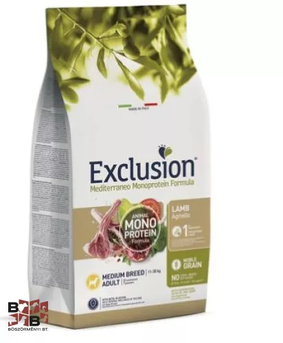 Exclusion Mediterraneo Monoprotein Adult Lamb Medium száraz kutyatáp 12 kg