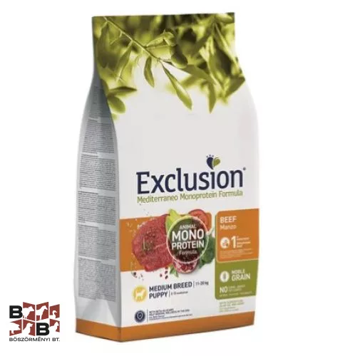 Exclusion Mediterraneo Monoprotein Puppy Beef Medium száraz kutyatáp 12 kg