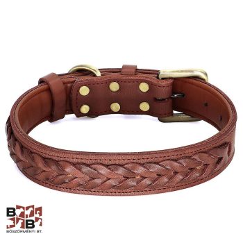 Bőr kutyanyakörv M.fűzött 40