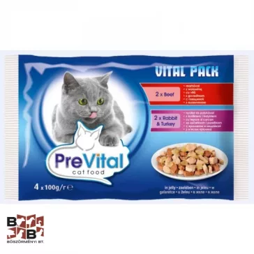PreVital Alutasakos macska eledel Marha-Nyúl,pulyka 4x100g