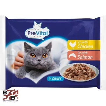 PreVital Alutasakos macska eledel Csirke-lazac 4x100g