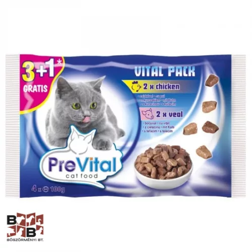 PreVital Alutasakos macska eledel Csirke-Borjú 4x100g