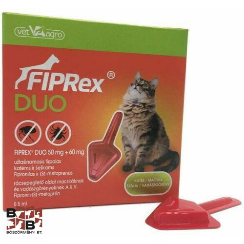 Fiprex Duo 50 mg + 60 mg rácsepegtető oldat macskáknak és vadászgörényeknek 1x